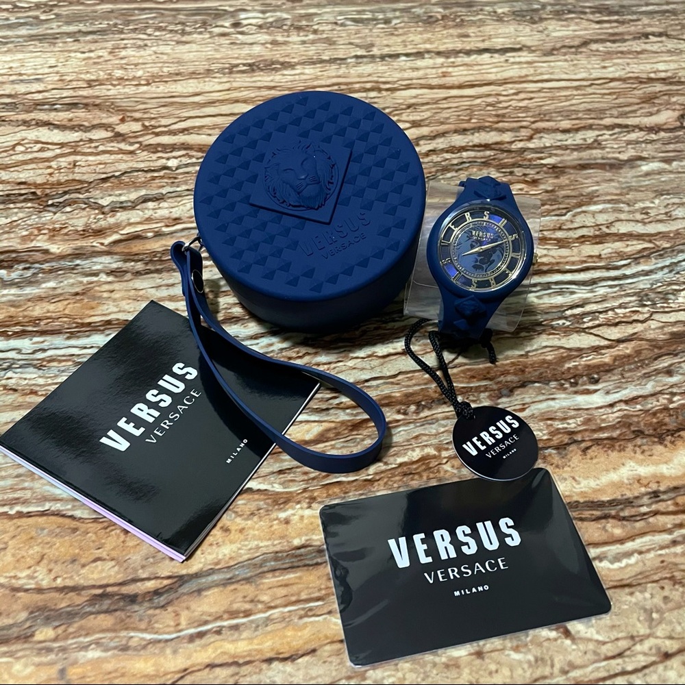Versus Versace Watch Navy Blue Stainless Steel Silicone